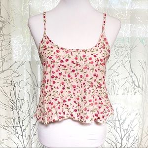 Abercrombie & Fitch overlapping open back pink floral crop tank top